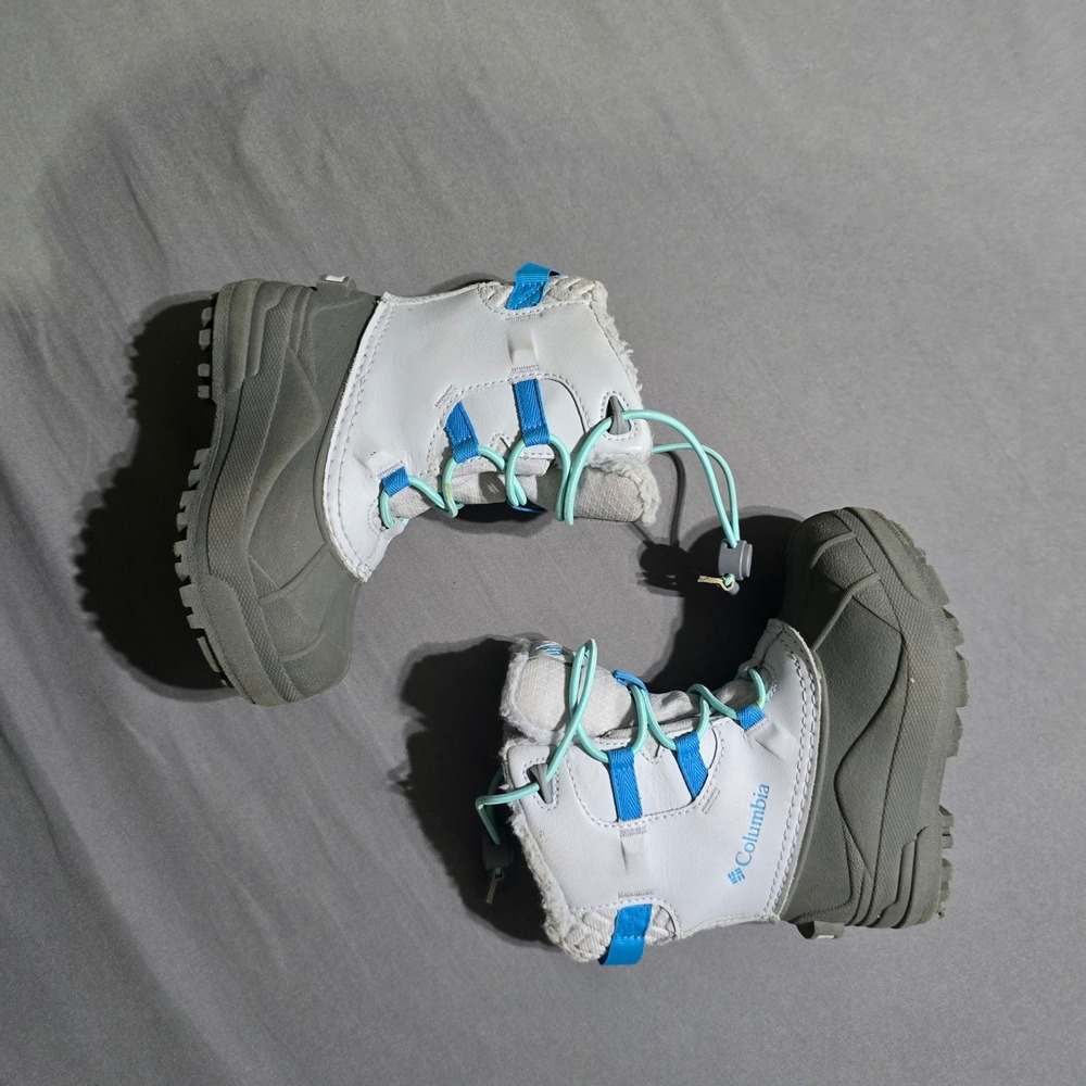 Columbia‎ Bugaboot Snow Boots Kids 9 Grey Blue Waterproof Insulated BC6499-031